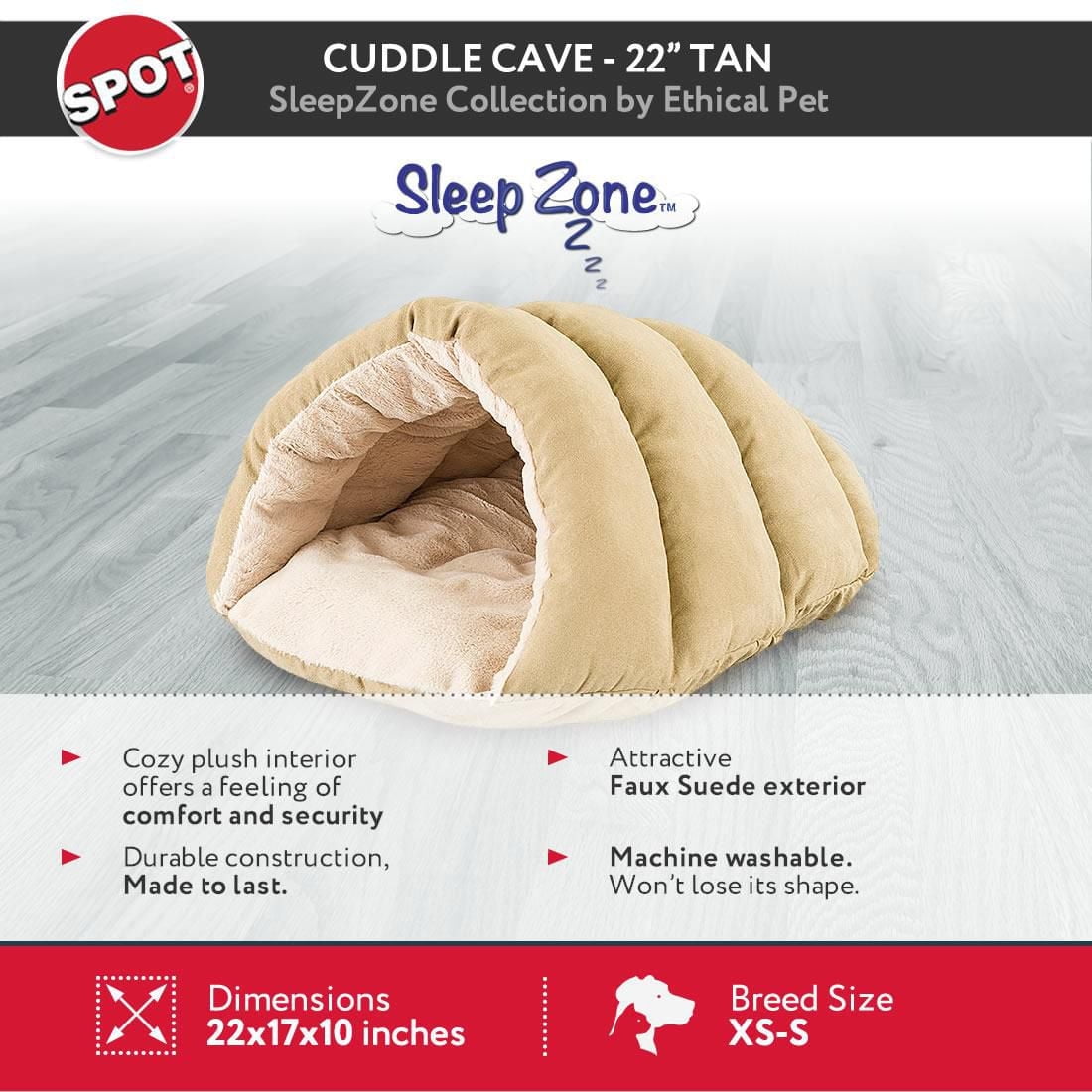 Ethical Pets Sleep Zone 22" Small Cuddle Cave Dog and Cat Pet Bed