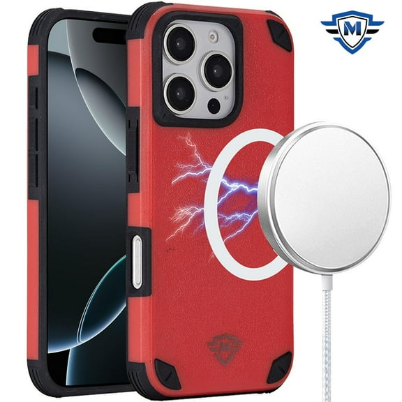For Apple iPhone 16 Pro Max (6.9") Premium Heavy Duty Dual-Layer Rugged Protection, Shockproof Magnetic Compatible with MagSafe Cover ,Xpm Phone Case [ Red ]