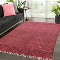 thumbnail image 2 of Casavani Handmade Red Block Printed Cotton Dhurrie Indoor Outdoor Patio Rug Living Room Carpets 10x18 feet, 2 of 7