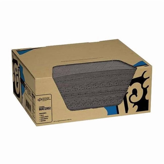 Pig Sorbent Pad, 14 gal, 16 in x 20 in, Universal, Gray, Polypropylene MAT2002