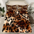thumbnail image 2 of Erosebridal Leopard Print Queen Size Bed Sheets Set,Brown Leopard Sheet Set for Youth,Cheetah Sheets,Valentine's Day Flat Fitted Sheet with 2 Pillowcases Deep Pockets, 2 of 5