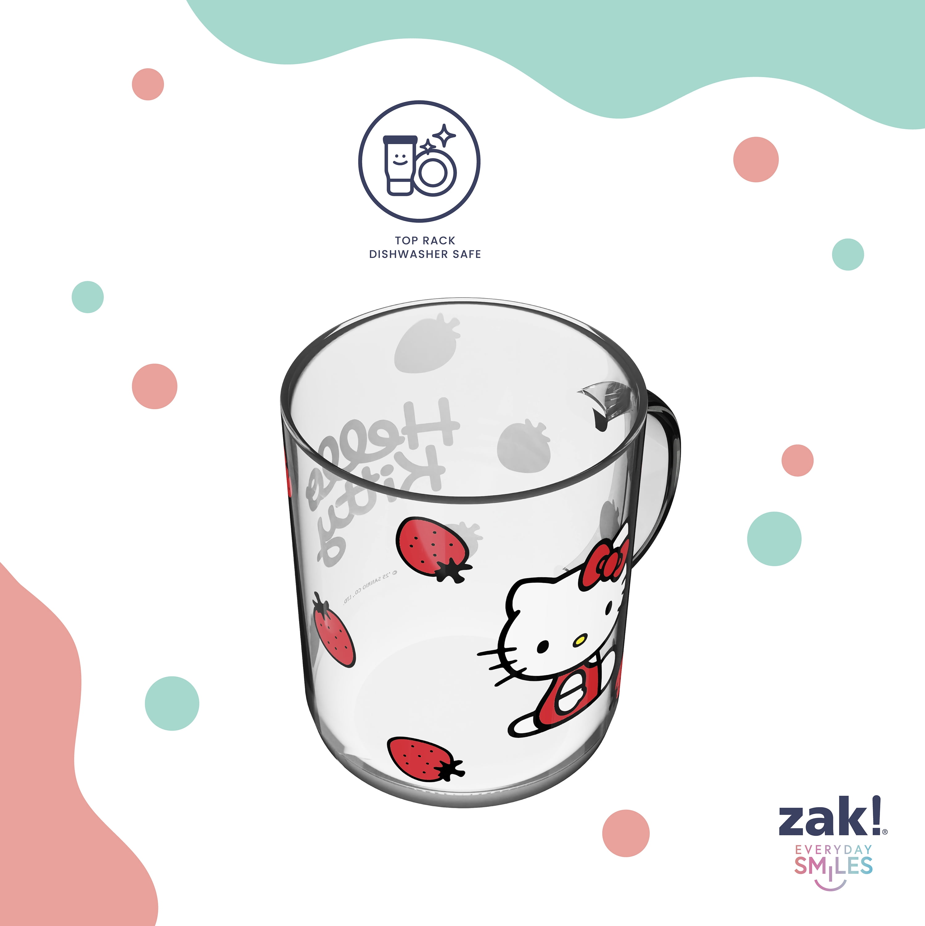 Zak Designs Hello Kitty Glass Kaya Mug, 15.5oz