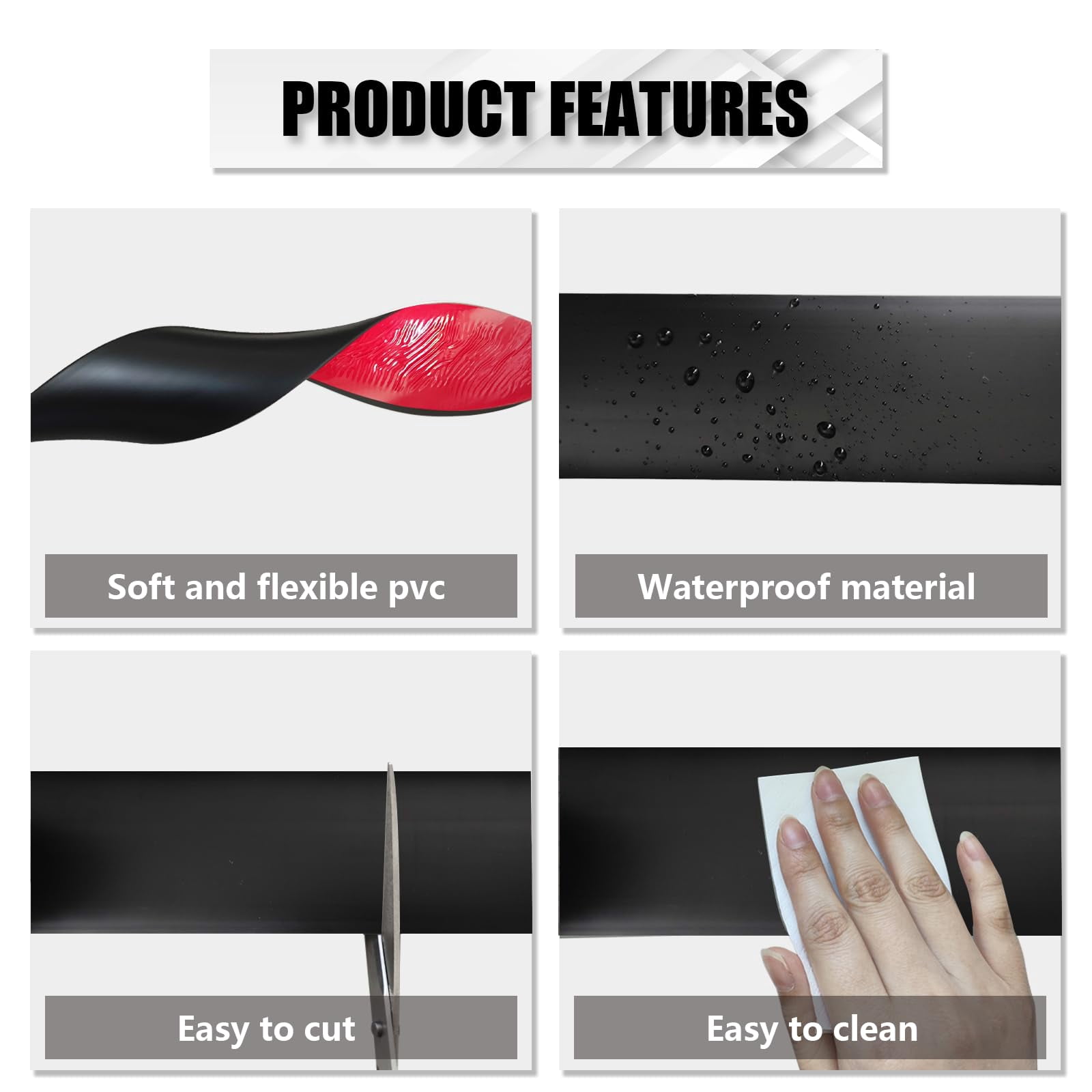 Floor Transition Strip Self Adhesive 2"*20' Black Vinyl Divider Flooring Strips For Laminate  Uneven Floors Carpet (20ft 2in Black)