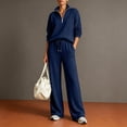 thumbnail image 2 of Basysin Women Half Zip Pullover Sweatshirt Wide Leg Pants Two Piece Outfit Set Loose Comfort Tracksuit Soft Loungewear Sweatsuit, 2 of 6