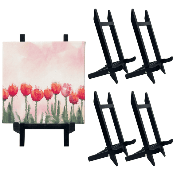 ILOT 9 Inch Tabletop Easel Stand | Small Canvas Painting Display Easel Stand - BLACK | Canvas Paintings, Arts & Crafts, Frames, Wedding | Kids, Artists, Adults (4-Pack)