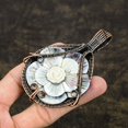 thumbnail image 3 of Natural Mother Of Pearl Gemstone Handmade Copper Wire Wrap Pendant 3.62", 3 of 5