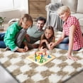 thumbnail image 2 of 4x6 Checkered Area Rugs for Bedroom, Fluffy Beige and White Checkered Rug Fuzzy Shag Shaggy Carpets for Living Room, Soft Plush Furry Rug for Boy Girls Room Dorm Home Decor, 2 of 15
