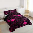 thumbnail image 4 of Homewish Kawaii Cowboy Cowgirl Bedding Comforter Set, Western Cactus Tree Twin Comforter Sets, Black Pink Cartoon Reversible Bedding Set, Microfiber Bedroom Decor, 2pcs, 4 of 9