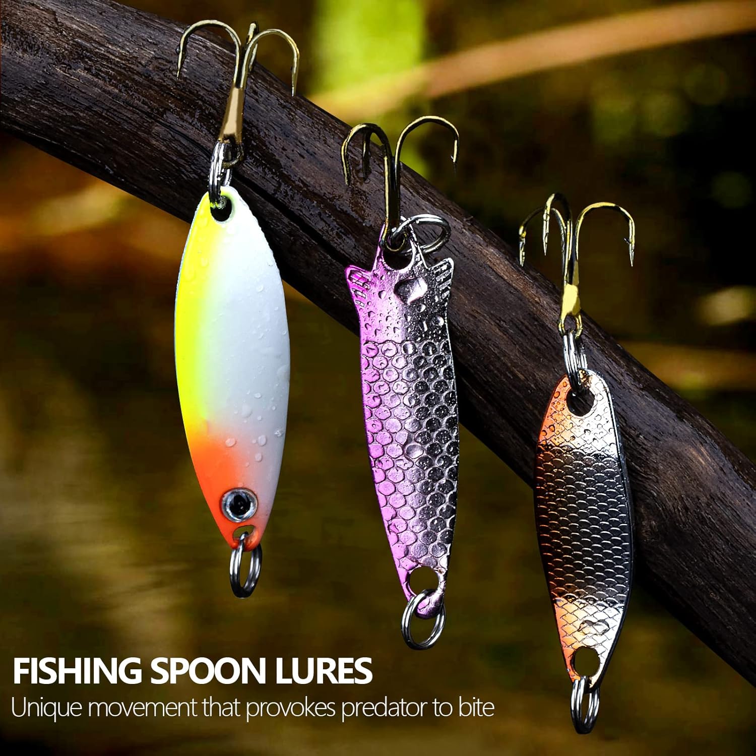 QualyQualy 30Pcs Fishing Lures Baits Tackle, Fishing Spoon Lure Spinnerbait Bass Walleye Trout Salmon Hard Metal Spinner Baits Kit