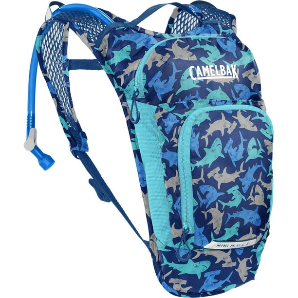 Camelbak Mini MULE Mochila de hidratación para niños para senderismo y ciclismo - 50 Oz Sharks