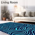 thumbnail image 2 of ODIKA 8'x10' Machine Washable Non-Slip Area Rug, Interlocking Wave Ripple Design with Deep Navy and Azure Highlights High Traffic Rug, Blue, 481637, 2 of 7