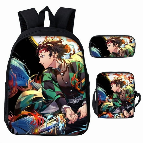 3D Demon Slayer Backpack Cartoon Backpack Three-Piece Printing