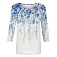 thumbnail image 5 of 3/4 Sleeve Tops for Women Summer Sale Fashion Women's Casual Print Round Neck 3/4 Sleeve T-Shirt Blouse, 5 of 5