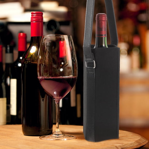 OFFIGAM Beverage Bag Wine Bottle Tote Bag Black Protection 1Pack for Family Dinner