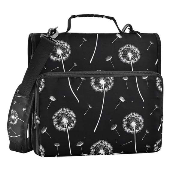 ALAZA Zipper Binder Dandelion on Black 3 Ring Trapper Keeper File Folder Organizer Bag