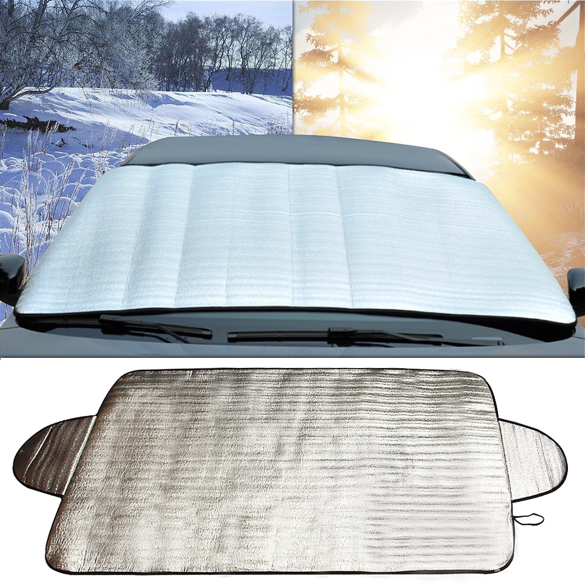 Snow Ice Frost Sun UV Dust Car Windshield Protector Cover Foldable Feicuan Car Windscreen Cover Water Resistant in all Weather Fits Most Of Cars 125x148CM 