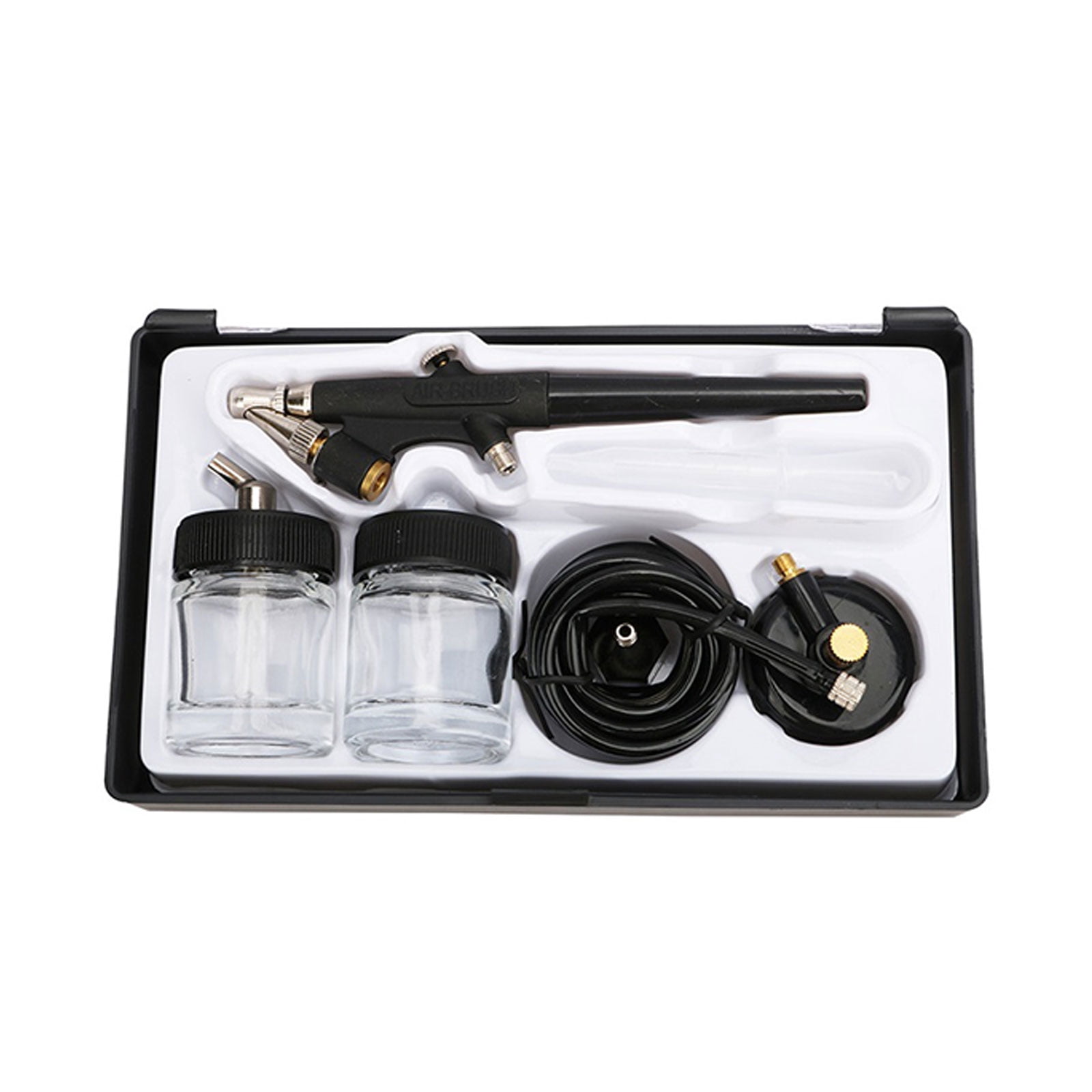 Airbrush Kit Mini Single Action Air Brush Set Siphon Feed 0.8mm Paint for w/ Hose 22cc Fluid Cups for Makeup H