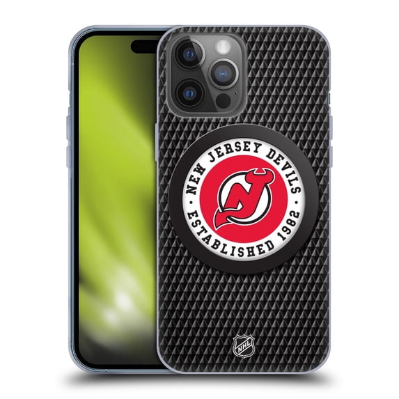Head Case Designs Officially Licensed NHL New Jersey Devils Puck Texture Soft Gel Case Compatible with Apple iPhone 14 Pro Max