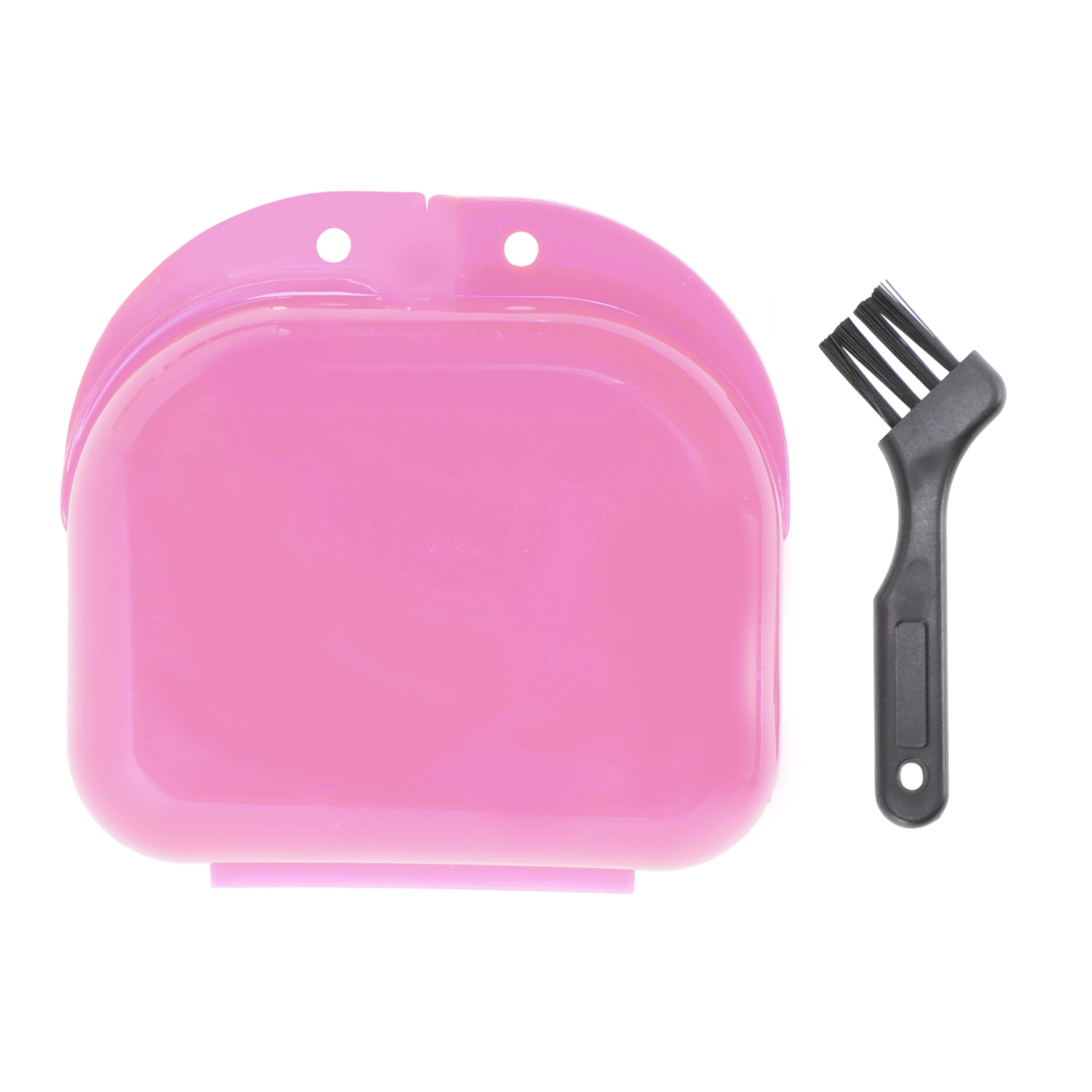 Unique Bargains Mini Braces Box with Brush 1 Set Pink