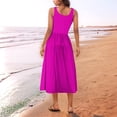 thumbnail image 3 of Women's Sleeveless A-Line Midi Dress with Pockets, Casual Square Neck Fit and Flare Summer Graduation Dress, 3 of 5