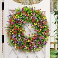 thumbnail image 6 of Farmhouse Colorful Cottage Wreath,Colorful Spring Summer Wreath, Artificial Flowers Door Wreath Decor with Flower Green Leaves for Front Door,Beautiful Artificial Wreath Wall Garden, 6 of 9