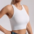 thumbnail image 5 of felwors Women's Yoga Tank Top Seamless Stretch with High Neck Ribbed Sports Crop Vest for Gym Workout Pilates Everyday Activewear (White, M), 5 of 5