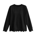 thumbnail image 7 of Xaqiouau Womens Oversized Crewneck Sweatshirt Scalloped Hem Long Sleeve Pullover Tunic Top Loose Fit Lightweight Casual Fall Winter Tops, 7 of 7