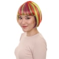 thumbnail image 2 of HPO Adult Womens Rainbow Bob Wig | Colorful Party Ready Fancy Cosplay Halloween Wigs | Premium Breathable Capless Cap, Synthetic Fiber, 2 of 9
