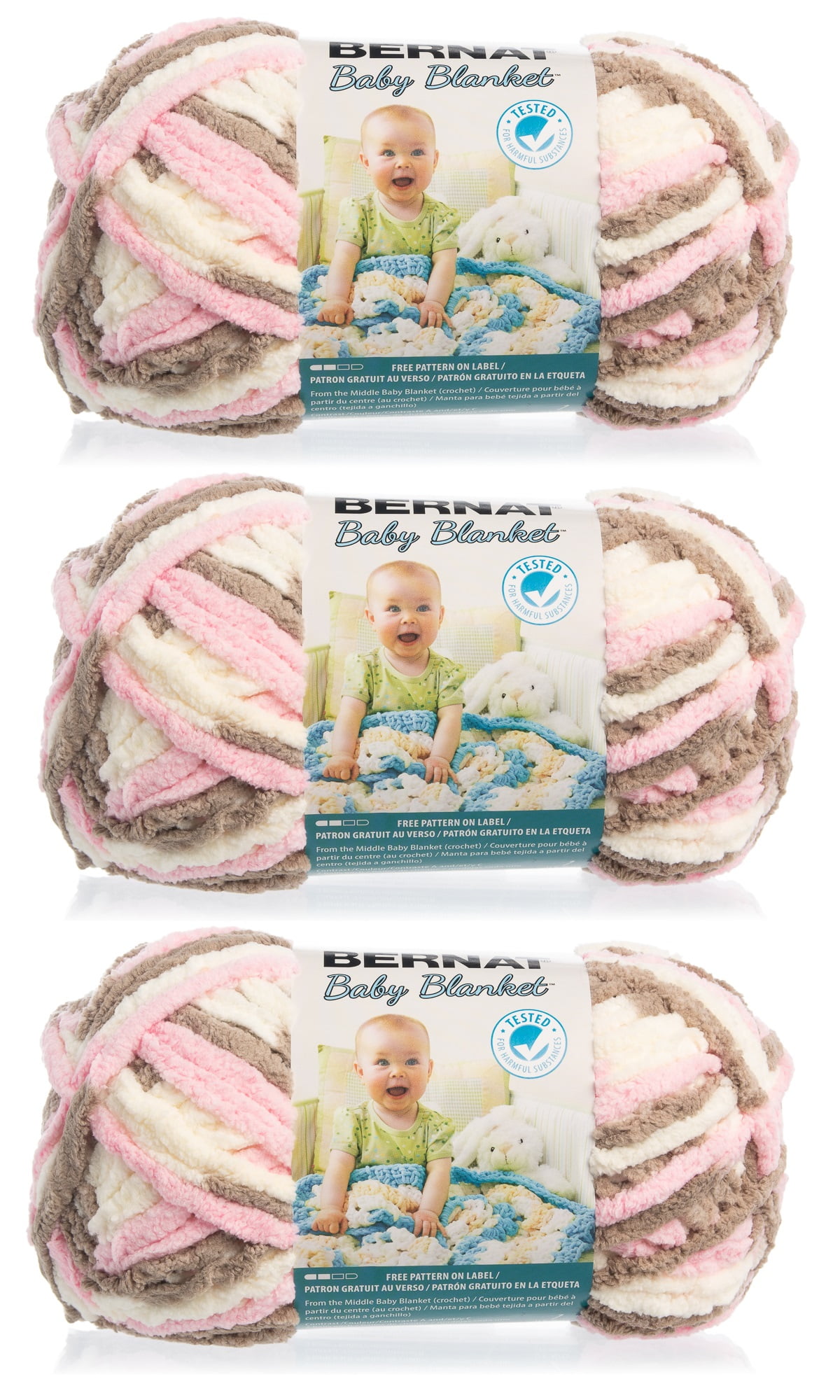 Bernat (3 Pack) Soft Baby Yarn for Blanket, Crochet, Knitting, Super
