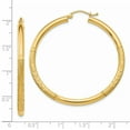 thumbnail image 2 of Beautiful 14k Satin & Diamond-cut 3mm Round Hoop Earrings, 2 of 2