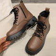 thumbnail image 5 of Brown Women Punk Inspired Boots With Low Heel And Lace-Up Strap Great For Cool Weather Ensembles, 5 of 9