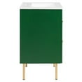 thumbnail image 2 of Pemberly Row 24" Modern Wood/Ceramic Bathroom Vanity with Gold Legs in Green, 2 of 7