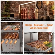 Flintex Professional Argentine Santa Maria Grill, Wood & Charcoal BBQ with Adjustable Height Grate, Asado Skewers & Tools, Ideal for Backyard & Patio Cooking