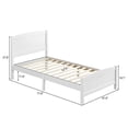thumbnail image 4 of Twin Size White Wooden Bed, Solid Pine Frame with Curved Headboard & Footboard, No Box Spring Needed, 4 of 10