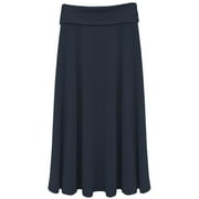 Girl's Fold Over Waist Stretch Knit Long Skirt
