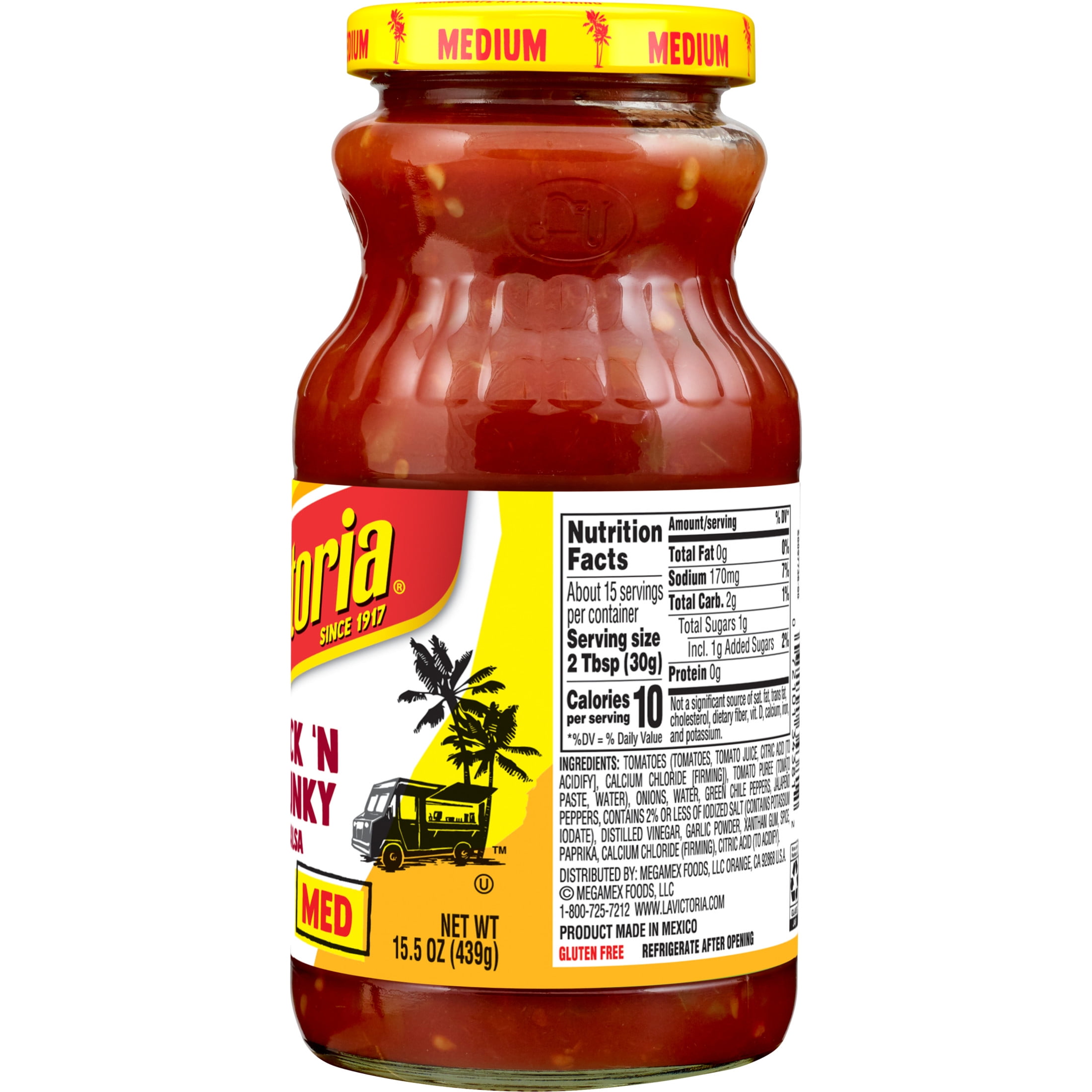 LA VICTORIA Thick 'N Chunky Salsa, Medium, Shelf-Stable, 15.5 oz Glass Jar