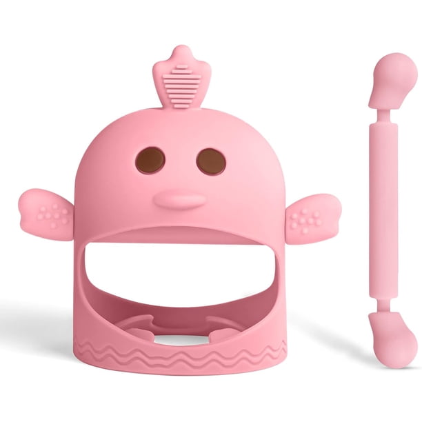 Anillo de dentición de silicona, juego de juguetes para la dentición del bebé, anillos de dentición suaves sin BPA, estimulan el crecimiento de encías y dientes, para niños y niñas (rosa)