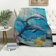 thumbnail image 4 of FCXZI Dolphins Corals Ocean Warm Cozy Flannel Blanket Multi-Purpose 50*60in, 4 of 7