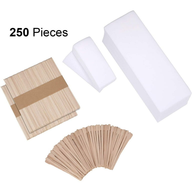 600 Pieces Wax Strips and Wax Applicator Sticks Kit Includes 400 Pieces  Eyebrow Waxing Strips White Wax Paper Cloth Strip and 200 Pieces Wooden  Smooth