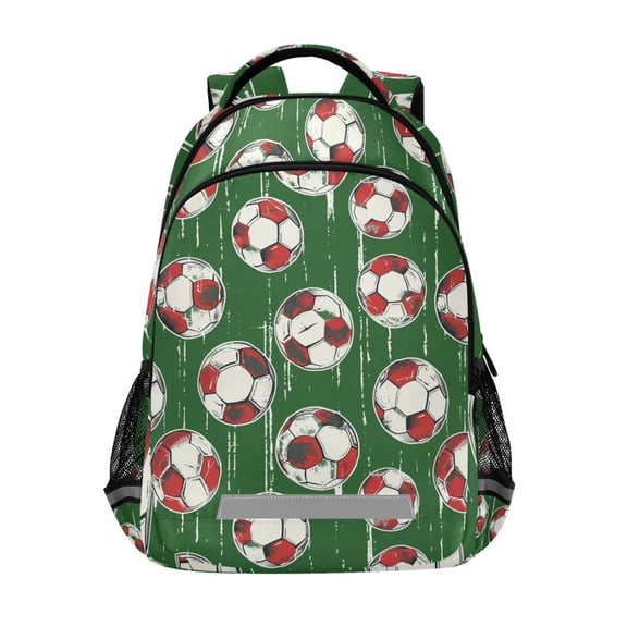 ALAZA Football Soccer Ball on Green Backpack Elementary School Bag Bookbag Travel Rucksack
