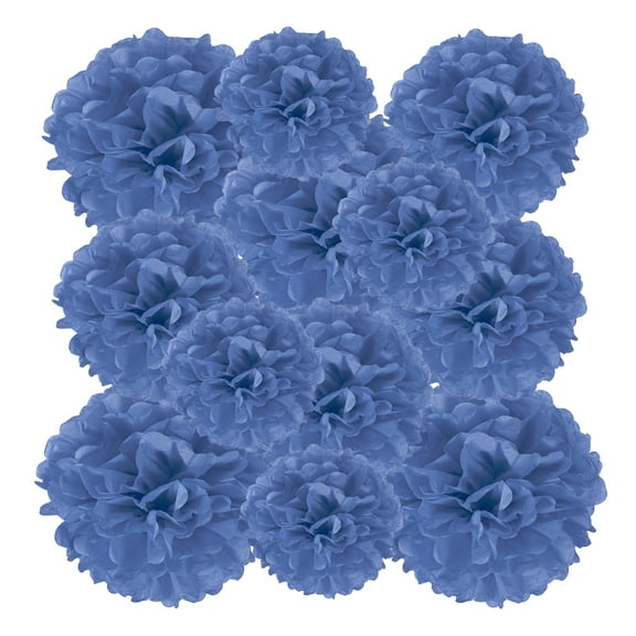 8" 10" 12" Tissue Paper Pom Poms, 12PCS Pom Poms Paper Flowers Ball Tissue Paper Flowers Assorted Size for Wedding Bridal Shower Birthday Party Backdrop Decoration, Navy Blue
