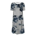 thumbnail image 4 of Wycnly Summer Dresses for Women Loose Swing Pocket Tunic Tshirt Midi Dresses Short Sleeve Round Neck Tie-Dye Print Knee-Length 2024 Casual Dress Blue m Clearance Under $5, 4 of 5