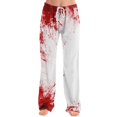thumbnail image 2 of JULMCOMO Halloween Pajama Pants for Women Blood Eyeball Print Drawstring Elastic Waist Trendy Pajama Bottoms Fuuny Print Comfy Loose Fit Pjs Pants White S, 2 of 5
