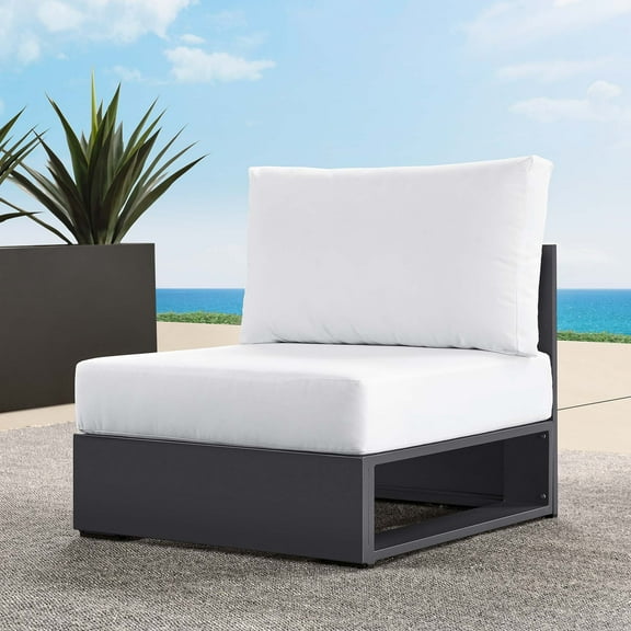 Modway Tahoe Outdoor Patio Powder-Coated Aluminum Modular Armless Chair in Gray White