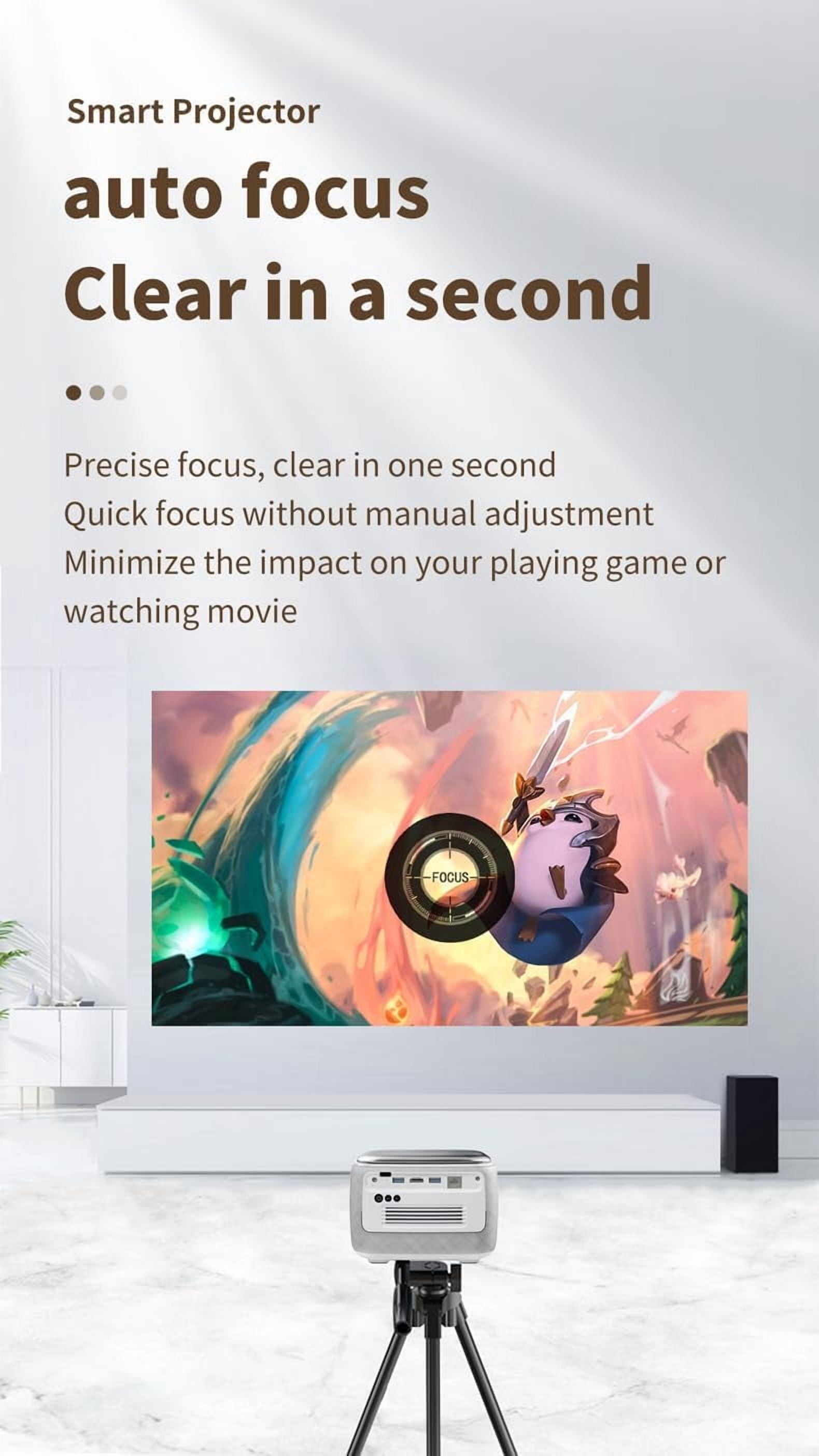 V8 Multimedia Projector, 1080P Video/800P Resolution, DLP, with TOF Auto Focus, Wired & Wireless Screen/Silver
