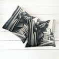thumbnail image 3 of Ambesonne Cat Throw Pillow Cover Pack of 2, Cool Detective Kitty Monochrome, 2 Pcs-24" x 24", Dark Grey Pale Sepia, 3 of 5
