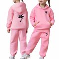 thumbnail image 4 of Glisme Girls Clothes Long Sleeve Outfits Round Neck Tracksuit Cartoon Prints Hoodies Pants Fashion Toddler Playsuit Pink, 4 of 5