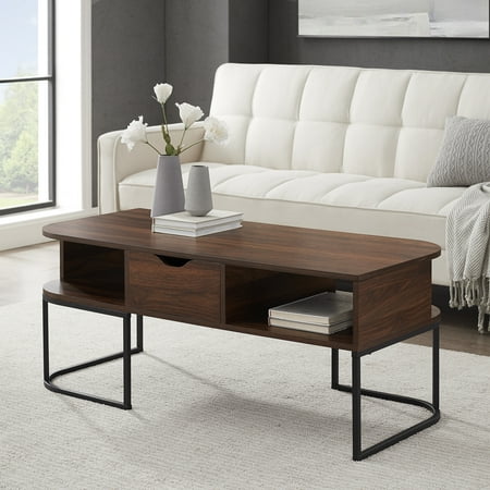 Cimarron Modern Dark Walnut Coffee Table with Two-Way Drawer by Manor Park