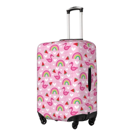 Hirioo Cute Flamingo for Elasticity Suitcase Cover (No luggage Included) Durable Luggage Protector Fits 18-32 Inch Luggage-Small