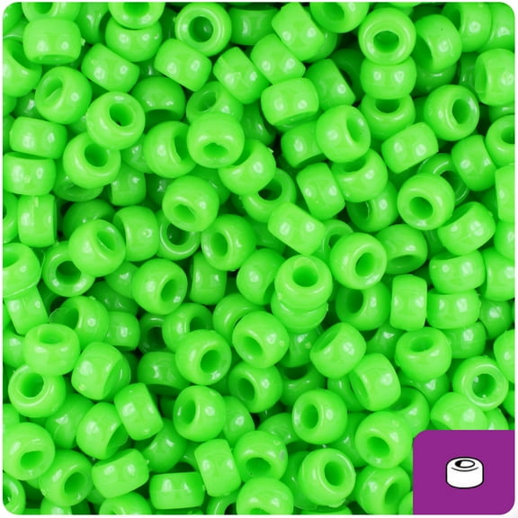 BeadTin Lime Opaque 6.5mm Mini Barrel Pony Beads (1000pcs)